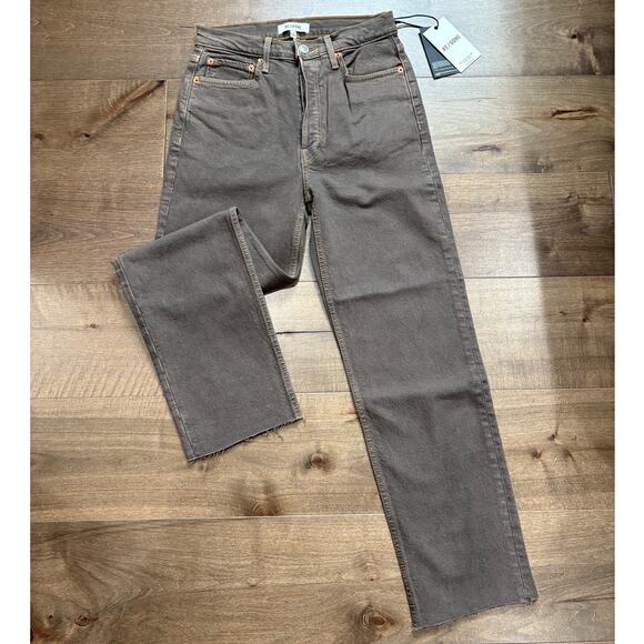 RE/DONE 70s Ultra High Rise Stove Pipe Jeans in Washed Chocolate size 26 NWT - Picture 2 of 11